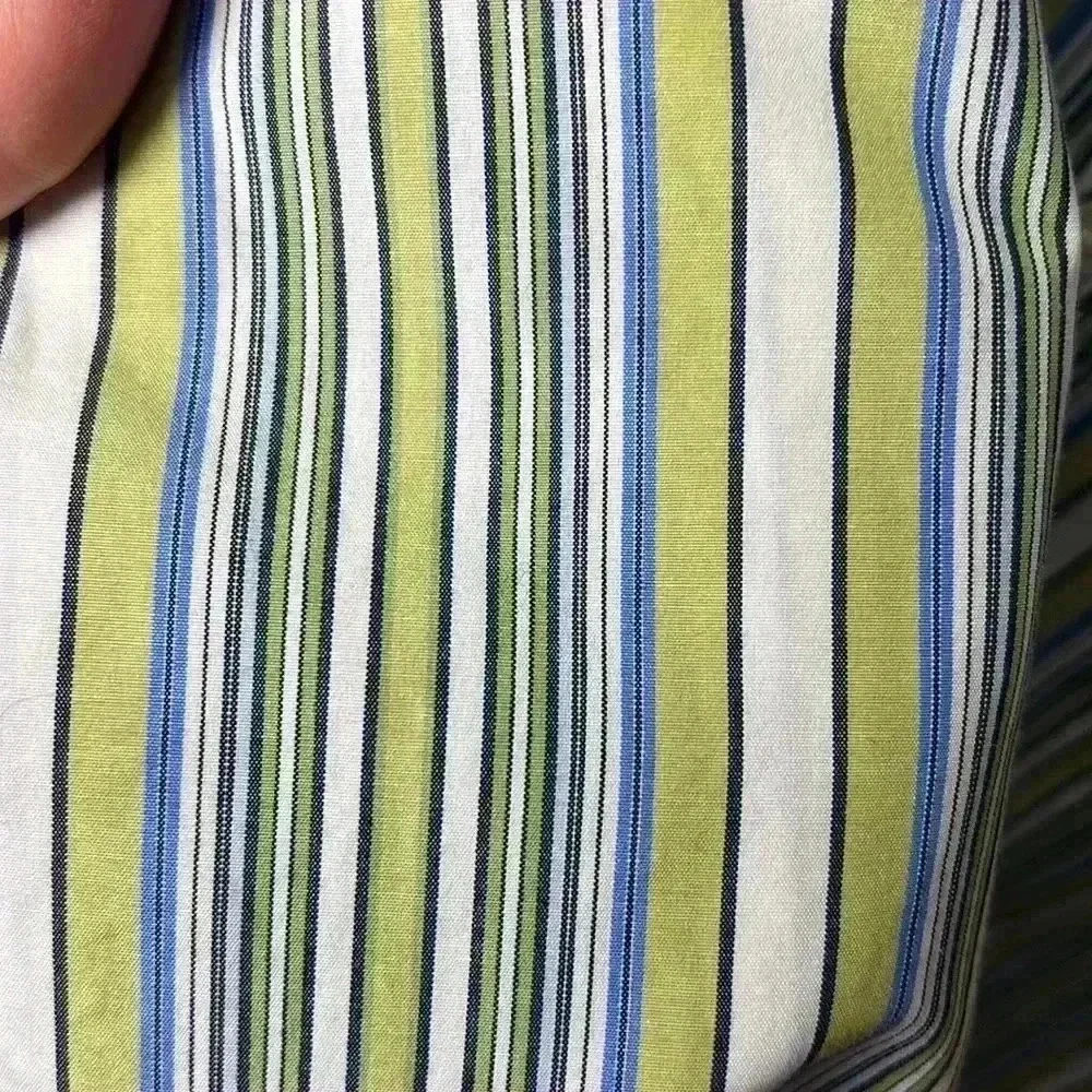 Banana Republic Long Sleeve Striped Button Down Shirt Size L Green, Blue & White